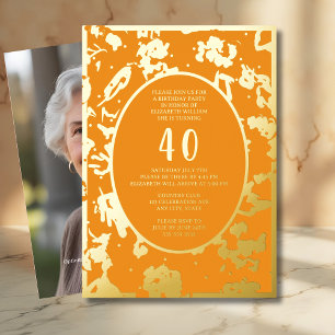 Invitation En Aluminium Tangerine moderne Abstraite 40e anniversaire Modèl