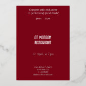 Invitation En Aluminium Tapis oriental Mosquée  - dîner iftar (Verso)