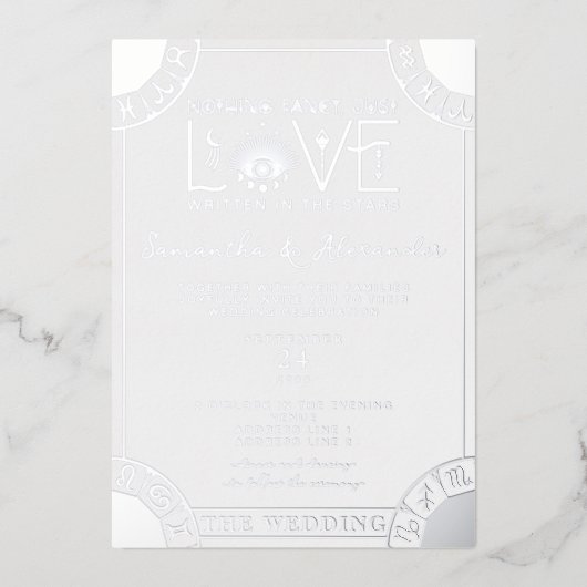 Invitation En Aluminium Tarot Mariage céleste Signes Zodiaques Mal Oeil Lu (Recto)
