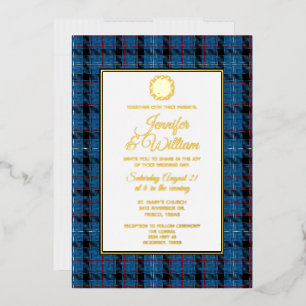 Invitation En Aluminium Tartan à carreaux Fitzgerald pour mariage en feuil