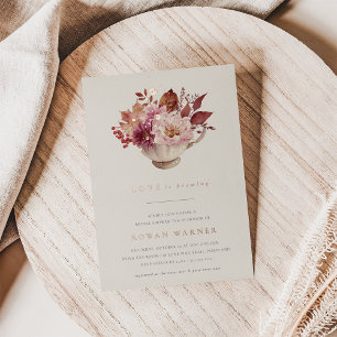 Invitation En Aluminium Tasse de thé florale d'automne Mariage automnal Te