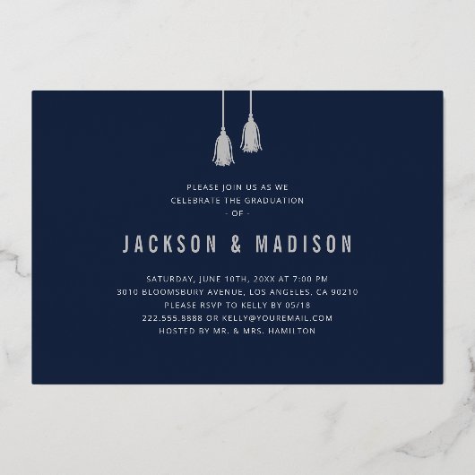 Invitation En Aluminium Tassel 2025 Joint Photo Graduation Party (Verso)