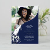 Invitation En Aluminium Tassel Photo Navy Silver Graduation Party (Debout devant)