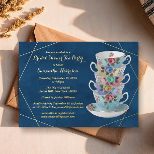 Invitation En Aluminium Tasses à thé élégantes Réelle fête de thé Shower d