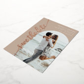Invitation En Aluminium Taupe photo arc vertical Enregistrer la date (Rotation)