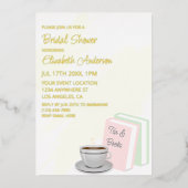 Invitation En Aluminium Tea & Books Bridal Shower (Recto)