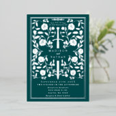 Invitation En Aluminium Teal Royal Medieval Silver Sword Wedding (Debout devant)