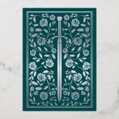 Invitation En Aluminium Teal Royal Medieval Silver Sword Wedding (Verso)