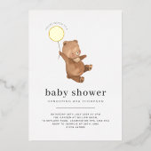 Invitation En Aluminium Teddy Bear Baby shower Gold (Recto)