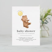 Invitation En Aluminium Teddy Bear Baby shower Gold (Debout devant)