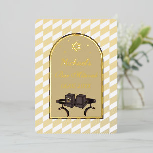 Invitation En Aluminium Tefillin de Bar Mitzvah géométrique moderne élégan