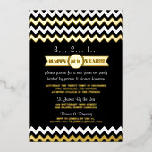 Invitation En Aluminium Tendance Chevron New Year's Eve Party Real (Recto)
