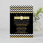 Invitation En Aluminium Tendance Chevron New Year's Eve Party Real (Debout devant)