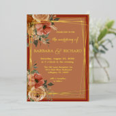 Invitation En Aluminium Terracotta Boho Automne Floral Aquarelle (Debout devant)