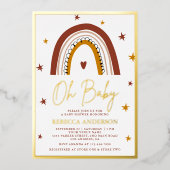 Invitation En Aluminium Terracotta Boho Rainbow Baby shower Gold (Recto)