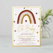 Invitation En Aluminium Terracotta Boho Rainbow Baby shower Gold (Debout devant)