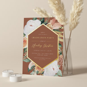 Invitation En Aluminium Terracotta   Desert Floral Graduation Party