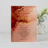 Invitation En Aluminium Terracotta Elégante Plage moderne Mariage de autom (Debout devant)