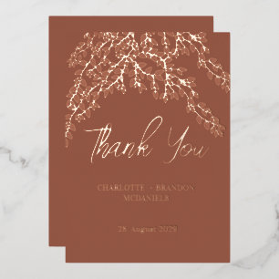 Invitation En Aluminium Terracotta Feuille Merci Rose or Mariage
