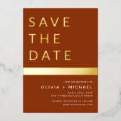 Invitation En Aluminium Terracotta Gold Boho Enregistrer la date Elegant (Recto)