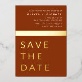 Invitation En Aluminium Terracotta Gold Enregistrer la date Elegant (Recto)