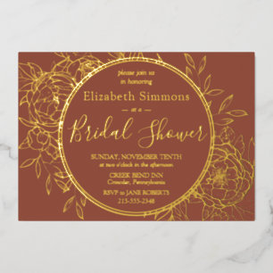 Invitation En Aluminium Terracotta ligne moderne Peony Toile Fête des mari