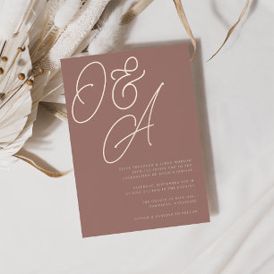 Invitation En Aluminium Terracotta Monogramme de mariage à l'écriture en