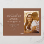 Invitation En Aluminium Terracotta Orange Elegant Boho Gold Mariage Photo (Verso)