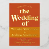 Invitation En Aluminium Terracotta Orange Moderne Rétro (Recto)