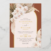 Invitation En Aluminium Terracotta Pampas Grass Floral Mariage Tropical (Recto)