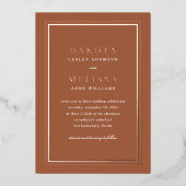 Invitation En Aluminium Terracotta & Rose Gold Modern Classy Mariage photo (Recto)
