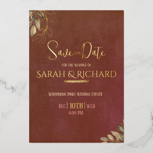 Invitation En Aluminium Terracotta rouille Boho Velvet Mariage Enregistrer (Recto)