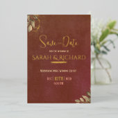 Invitation En Aluminium Terracotta rouille Boho Velvet Mariage Enregistrer (Debout devant)