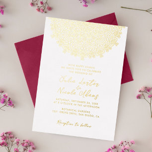 Invitation En Aluminium Terrain Mexicain Rétro Flourissant Mandala Mariage
