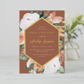 Invitation En Aluminium Terre cuite | Desert Floral Graduation Party (Debout devant)