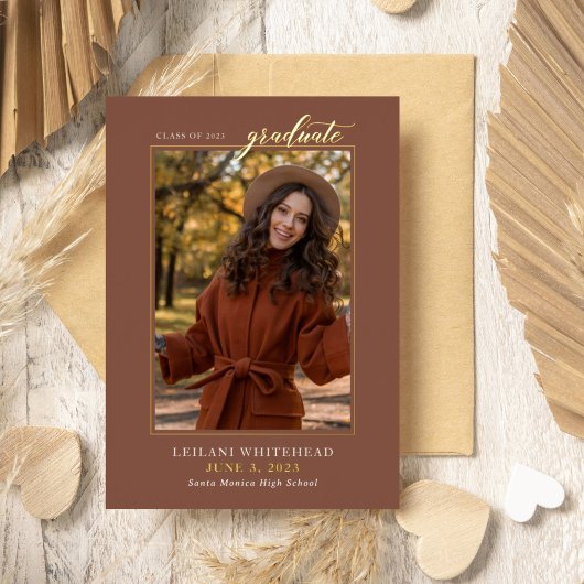 Invitation En Aluminium Terre Cuite Diplômé Photo Moderne