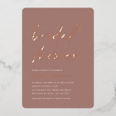Invitation En Aluminium Terre cuite | Fête des mariées de script minimalis (Recto)