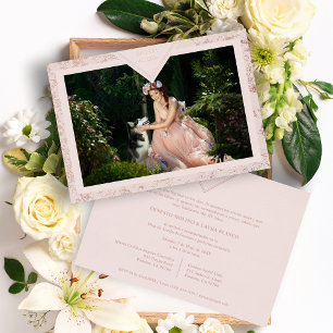 Invitation En Aluminium Texte espagnol Mis XV Ans Or Rose Réel Texture Fan