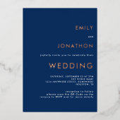 Invitation En Aluminium Texte simple Code QR Mariage Marine Rose Gold Real (Recto)