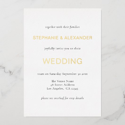 Invitation En Aluminium Texte simple Mariage de code QR uniquement réel (Recto)