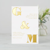 Invitation En Aluminium Texte surdimensionné élégant Monogramme Mariage ré (Debout devant)