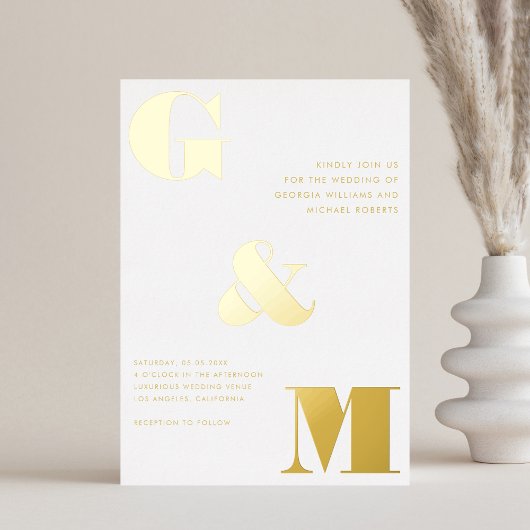 Invitation En Aluminium Texte surdimensionné élégant Monogramme Mariage ré
