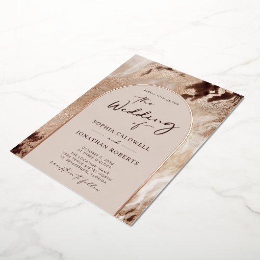 Invitation En Aluminium Textures de Terre Arc tendance Real Rose Mariage o (Rotation)