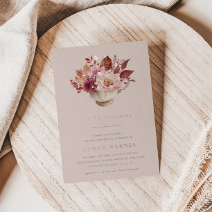 Invitation En Aluminium Thé de mariage automnal à la tasse florale d'autom