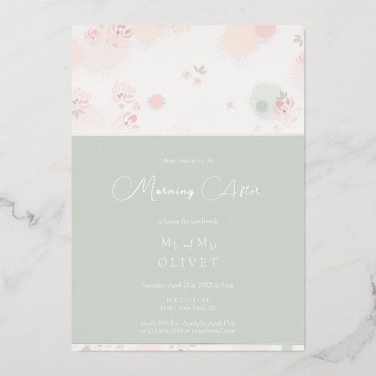 Invitation En Aluminium Thé Roses Douceur Lendemain (Recto)