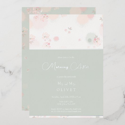 Invitation En Aluminium Thé Roses Douceur Lendemain de Fête (Recto/Verso)