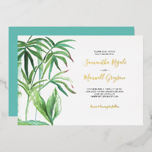 Invitation En Aluminium Thème de mariage tropical avec verdure