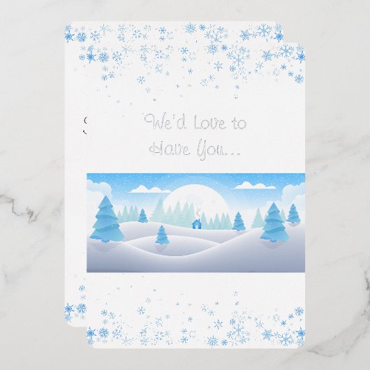 Invitation En Aluminium Thème d'hiver Noël (Recto/Verso)