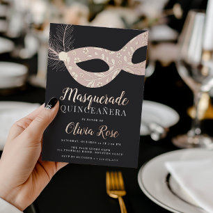 Invitation En Aluminium Thème élégant de masquerade pour Quinceanera