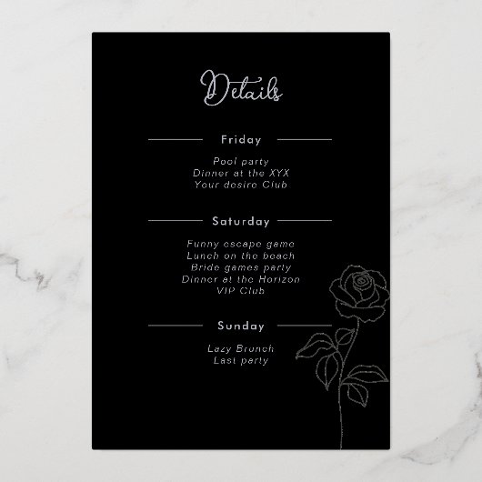 Invitation En Aluminium Thème gothique Black Bachelorette Party (Verso)